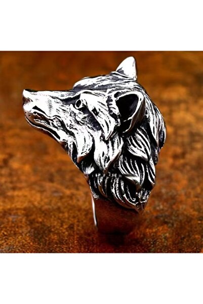 Choice GRAY 1 vintage wolf head ring for men - trendy animal-inspired, exaggerated, bold, hip-hop style, pe