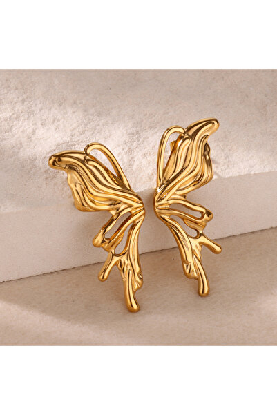 Choice أقراط فراشة E5378G للنساء، لون ذهبي، مصنوعة من الفولاذ المقاوم للصدأ، ...