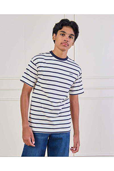 REDTAG تي شيرت مخطط أسود للأولاد الكبار