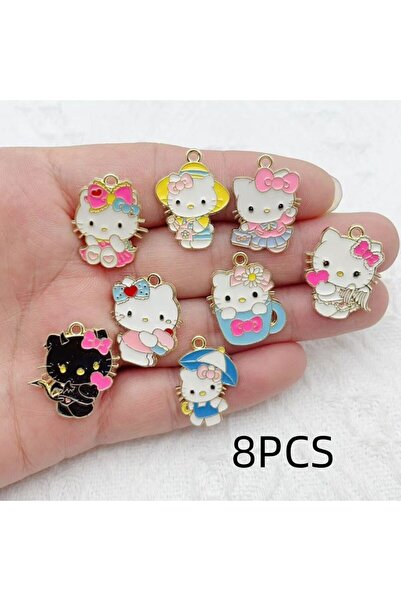 Miniso 8 قطع عشوائية 8/9/10 قطع إكسسوارات قطط كرتونية لطيفة مصنوعة من سبيكة م...