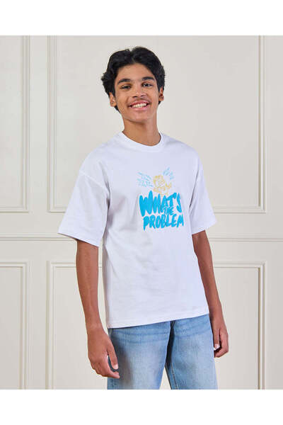 REDTAG تيشيرت أبيض مطبوع عليه شخصيات المينيونز للأولاد الكبار