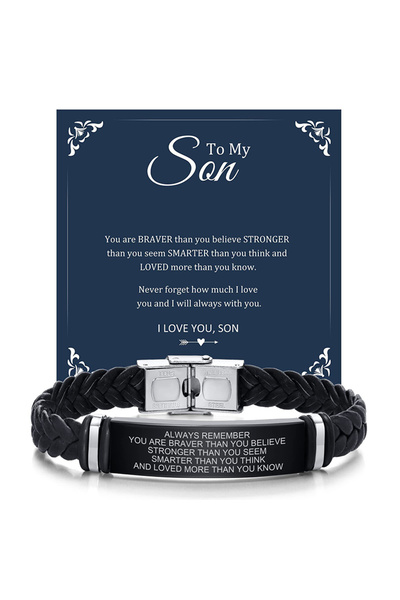 Choice سوار أسود من الفولاذ المقاوم للصدأ، مصنوع من الجلد الملتوي المنسوج، هد...