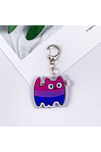 Miniso 5 cm 2 Colorful Cat Cute Acrylic Car Keychain Accessories Cartoon Funn...