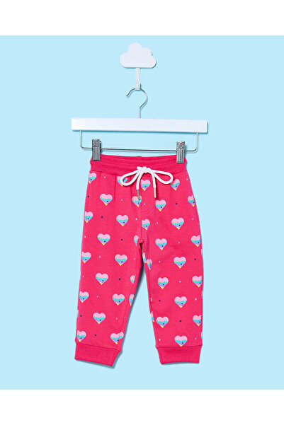 REDTAG بنطال رياضي مطبوع عليه قلب وردي للبنات الرضع