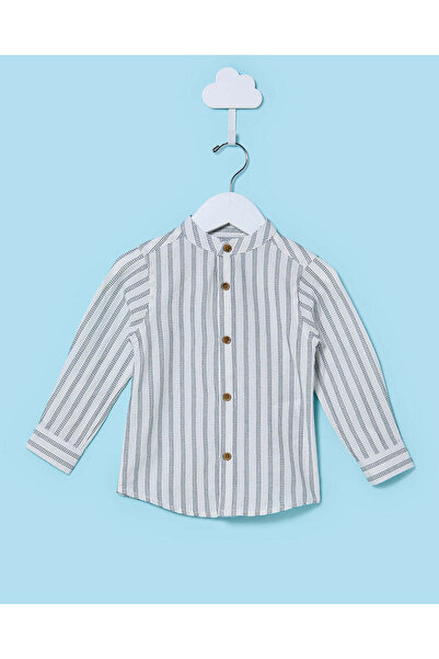 REDTAG قميص ماندرين مخطط أبيض وأزرق للأطفال الرضع