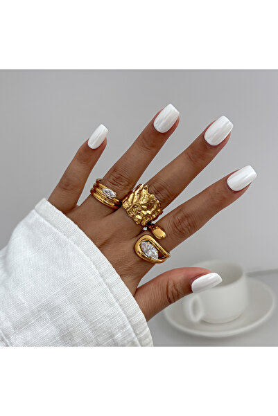 Choice Gold Color Ingemark 3Pcs/Set Luxury Rhinestone Open Rings for Women Fa...