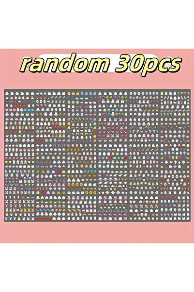 Choice مجموعة ملصقات تزيين الأظافر الكرتونية من يغوانتوزي، 30 قطعة، أرنب لامع...