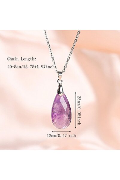 Choice قلادة من حجر الجمشت الطبيعي على شكل قطرة ماء، قلادة من الكريستال الورد...