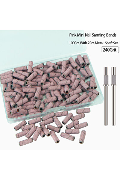 Choice1 240grit pink 100pcs Sanding Bands for Nail Drill with 2Pcs Mandrel Bi...