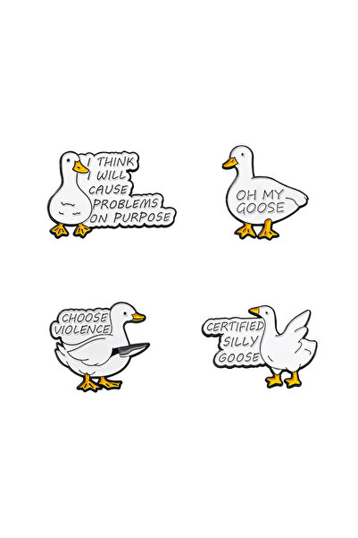 Choice 4 قطع من دبابيس بروش على شكل أوزة بيضاء كرتونية لطيفة مطلية بالمينا، ب...