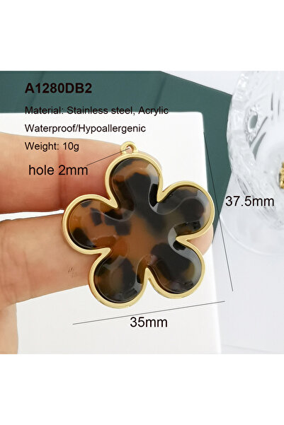 Choice قلادة كبيرة A1280DB2 بتصميم قلب وزهرة وبيضاوي بنقشة جلد النمر، لون بني...