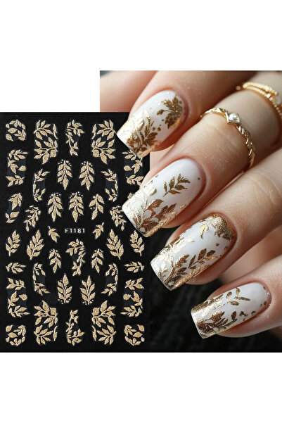 Choice ملصقات تزيين الأظافر على شكل أوراق ذهبية لامعة، قطعة واحدة، أشجار عيد ...
