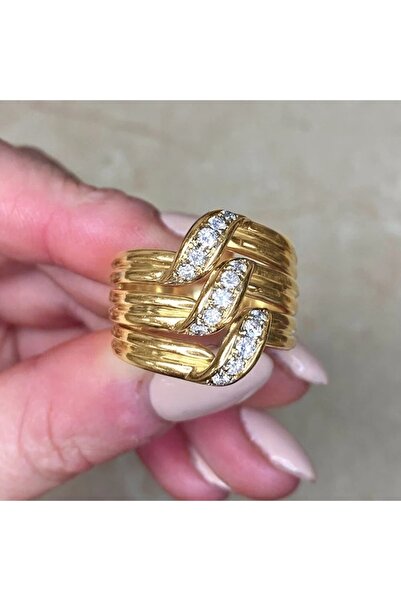 Choice 5 T0075 Huitan Luxurious Wedding Rings with Multi-layer Design Noble Gold Color Accessory with Shiny