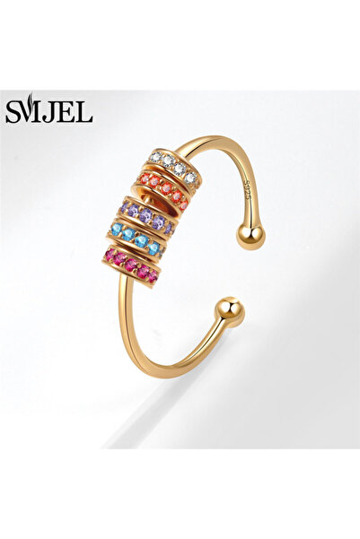 Choice خاتم نسائي فاخر قابل للتعديل TJZ475 مضاد للقلق والاسترخاء، مزين بالكري...