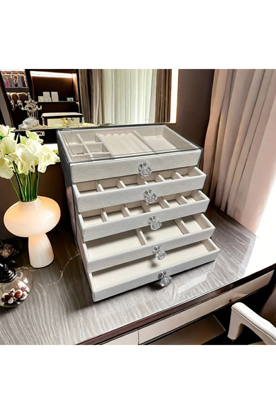 Choice B-box-5Layer-H Brand new upgraded velvet jewelry box with 5 drawers an...