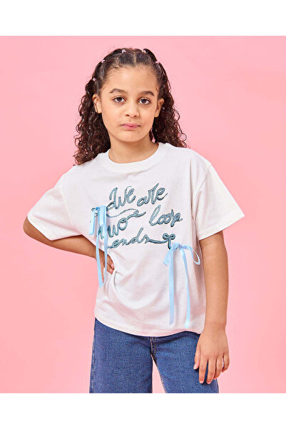 REDTAG تي شيرت أبيض مطبوع للبنات