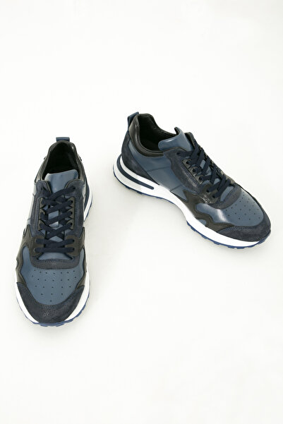 GERARDO AYAKKABI Navy Blue Men's Genuine Leather Sports Shoes
