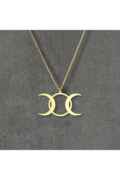 Choice قلادة إلهة القمر الثلاثية من الفولاذ المقاوم للصدأ والذهب، مع قلادة مر...