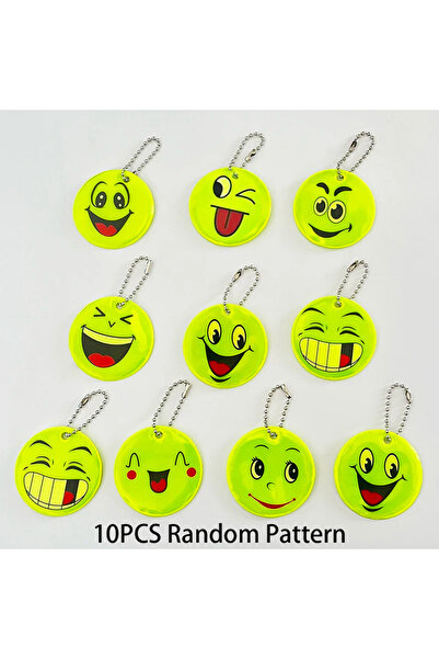 Choice 10 قطع من سلاسل المفاتيح الرجالية المرحة بنمط عشوائي، دائرية، مزدوجة الجوانب، عاكسة للضوء، آمنة، عشوائية