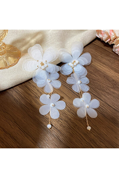 Choice Style17 Glass Chiffon Flowers Tassel Dangle Earrings for Women Sweet E...