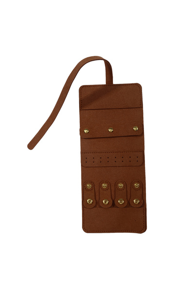 Choice صندوق مجوهرات سفر بني داكن، قابل للطي، محمول، ملفوف، لحفظ الأساور والخ...