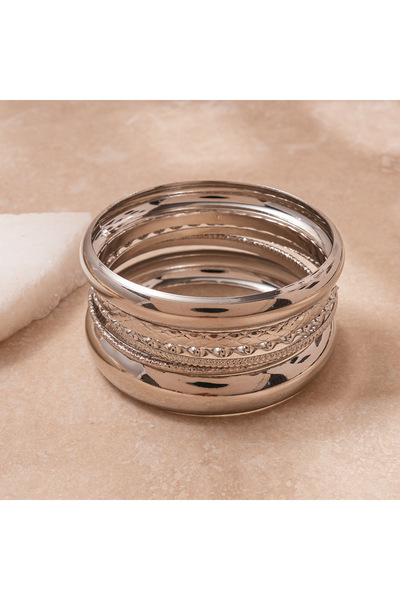 Choice 8 قطع من الأساور المصنوعة من الفولاذ المقاوم للصدأ بلون فضي وذهبي، منا...