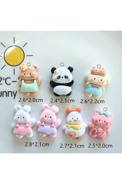 Choice 10pcs mix 10Pcs Glossy Cartoon Animals Charms Kawaii Resin Panda Duck Rabbit Bear Dog Pendant for Ea