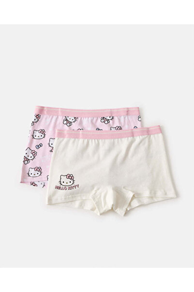 REDTAG طقم سراويل داخلية للبنات الصغيرات باللونين الأبيض والوردي بتصميم هيلو ...