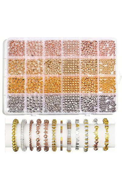 Choice مجموعة خرز فاصلة متعددة من 24 شبكة، 1080 قطعة من الخرز الذهبي المستدير على شكل نجمة، مثالية لصنع المجوهرات وتزيين عيد الفطر