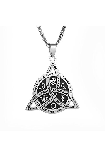 Choice قلادة من الفولاذ المقاوم للصدأ الفضي، تحمل رمز التريكيترا، قلادة عقدة ...