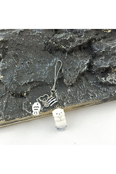 Miniso سلسلة هاتف K1001-2 مخملية على شكل ثعلب البحر، سلسلة مفاتيح على شكل بطر...