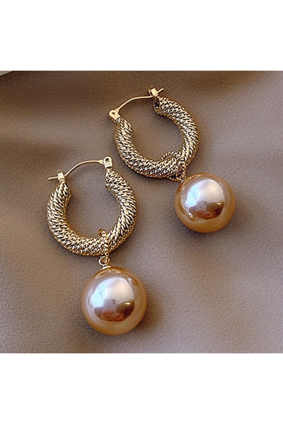 Choice ER21Y0037 Vintage Elegant Champagne Color Imitation Pearl Beads Drop E...