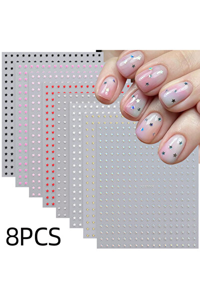 Choice مجموعة من 8 قطع من ملصقات الأظافر ثلاثية الأبعاد على شكل قلوب لعيد الح...