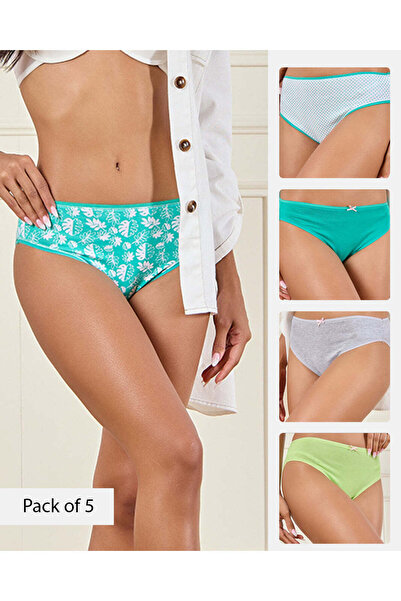 REDTAG Women Assorted Printed And Solid Hi-Leg Briefs (Pack of 5)