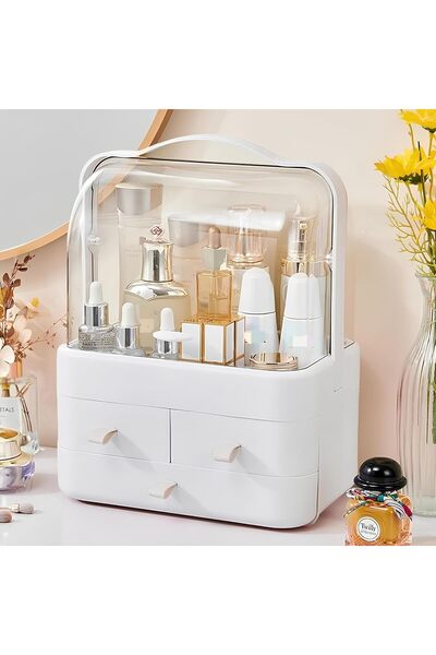 Arabest Makeup Organizer and Storage for Vanity with Lid and Drawers, Waterproof and Dustproof Portable