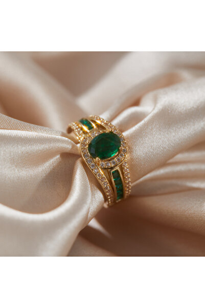 Choice 8 خواتم نسائية عصرية ZC1723-1 مرصعة بأحجار الزركونيا المكعبة الخضراء ا...