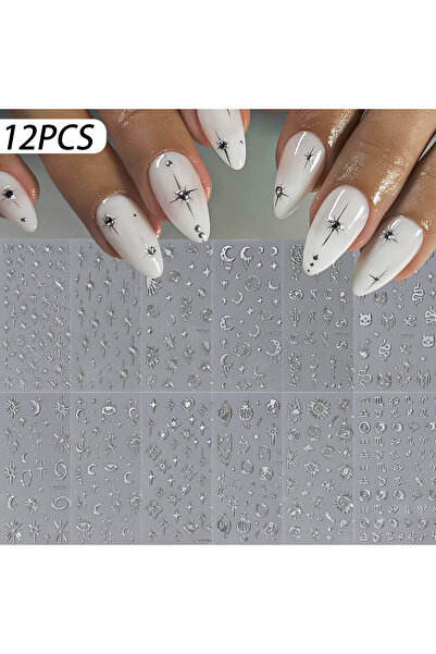 Choice NLS343-S1-01 12 قطعة ملصقات أظافر ثلاثية الأبعاد ذهبية على شكل نجمة وق...