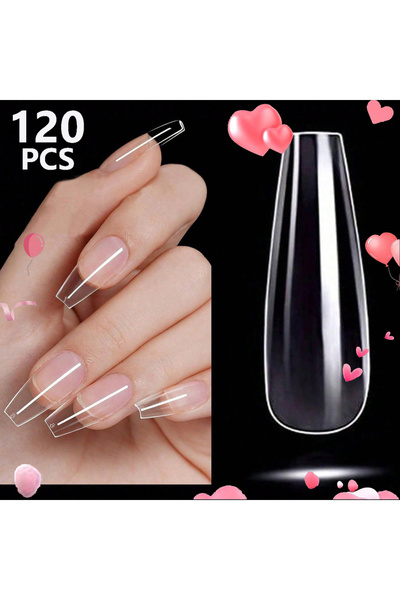 Choice army green 120PCS- Semi-frosted transparent almond nail, simple and el...