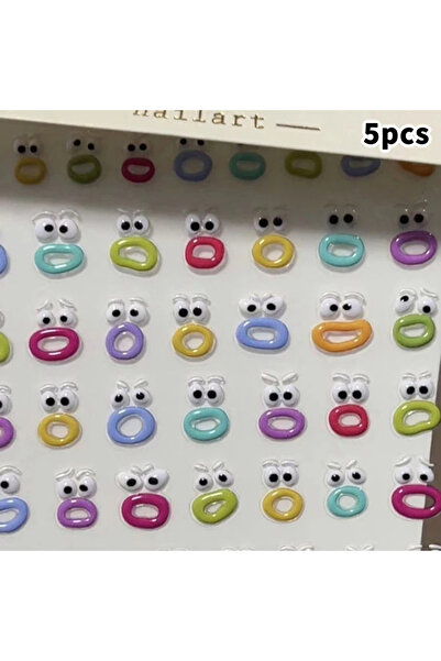 Choice 5Pcs Stickers 1/5/10Pcs Interesting Nail Art Stickers, Cute Jelly 2D S...