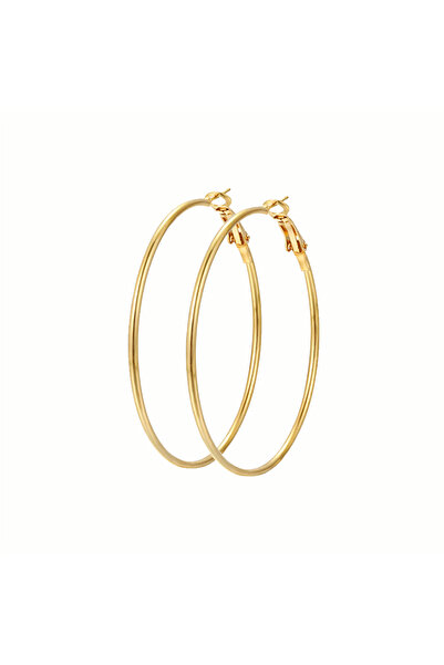 Choice Gold Color 1 Pair Stainless Steel Smooth Big Circle Creole Hoop Earrin...
