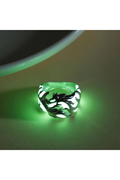 Choice green resizable Vintage Luminous Dragon Rings Gothic Adjustable Men Rings Unique Boys Jewellery Ani