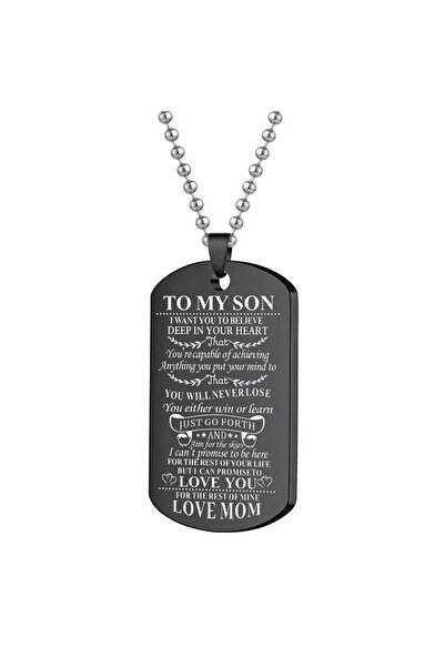 Choice قلادة سوداء ملهمة "إلى ابني" مصنوعة من الفولاذ المقاوم للصدأ بلون أسود...