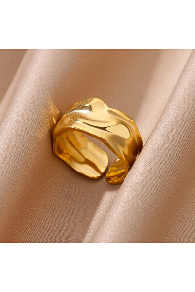 Choice خاتمان بتصميم هندسي غير منتظم، مفتوحان، للنساء، مصنوعان من الفولاذ الم...