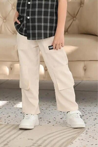 Alesaei-mondo tondo Boys' off-white trousers 4136