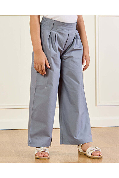REDTAG بنطلون أرجل واسعة رمادي سادة للبنات