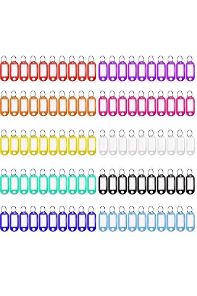 Choice ١٠٠ قطعة من حلقات المفاتيح البلاستيكية القابلة للتخصيص، مثالية لوضع ملصقات ورقية على حقائب السفر.