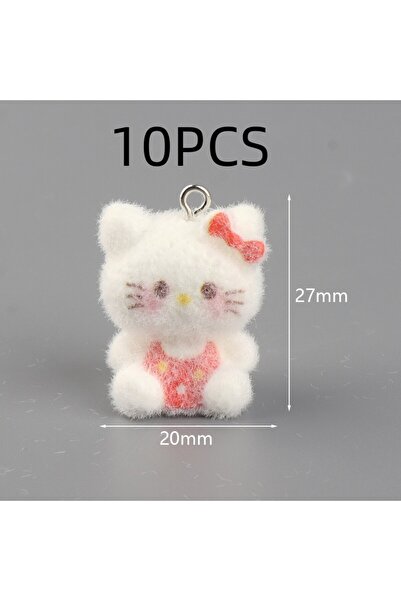 Miniso ١٠ قطع حمراء ٥/١٠ قطع سانريو جديدة ثلاثية الأبعاد كرتونية قطة كي تي، غراء كريمي، تمثال، قلادة، سلسلة مفاتيح، راتنج، وصول