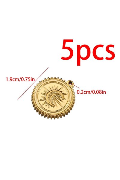 Choice 5pcs Gold color 5pcs Stainless Steel Vintage Embossed Matte Sun Moon P...