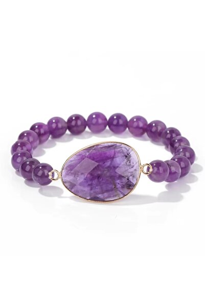 Choice 19cm Amethysts Irregular Slice Stone Charm Bracelet Natural Lapis Lazu...