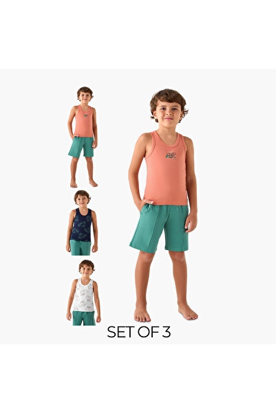 Juniors Construction Vehicle Print Vest - Set of 3